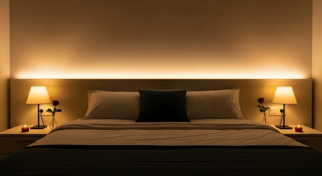 romantic bedroom soft lighting warm cozy couple bedroom aesthetic