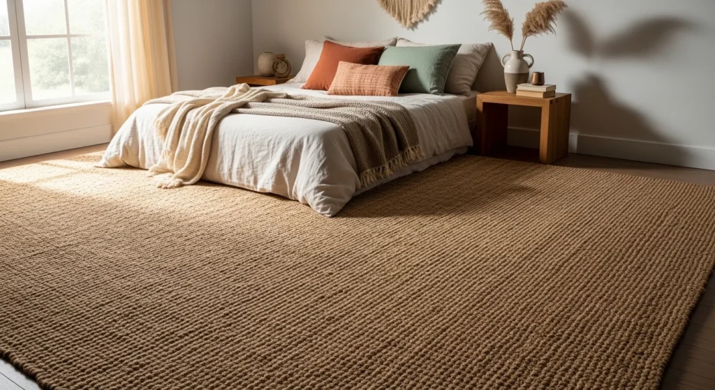 jute rug bedroom natural texture earthy cozy decor