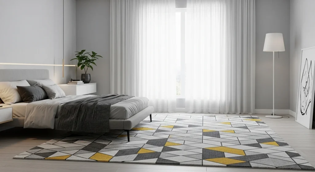 geometric rug bedroom modern pattern clean stylish design