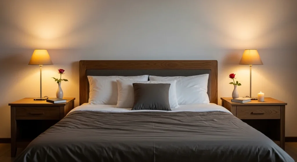 romantic bedroom wall decor cozy lighting couple aesthetic design