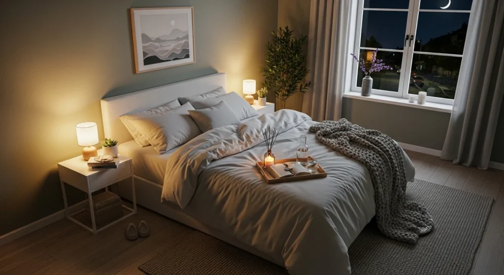 clean bedroom night routine tidy calm cozy home