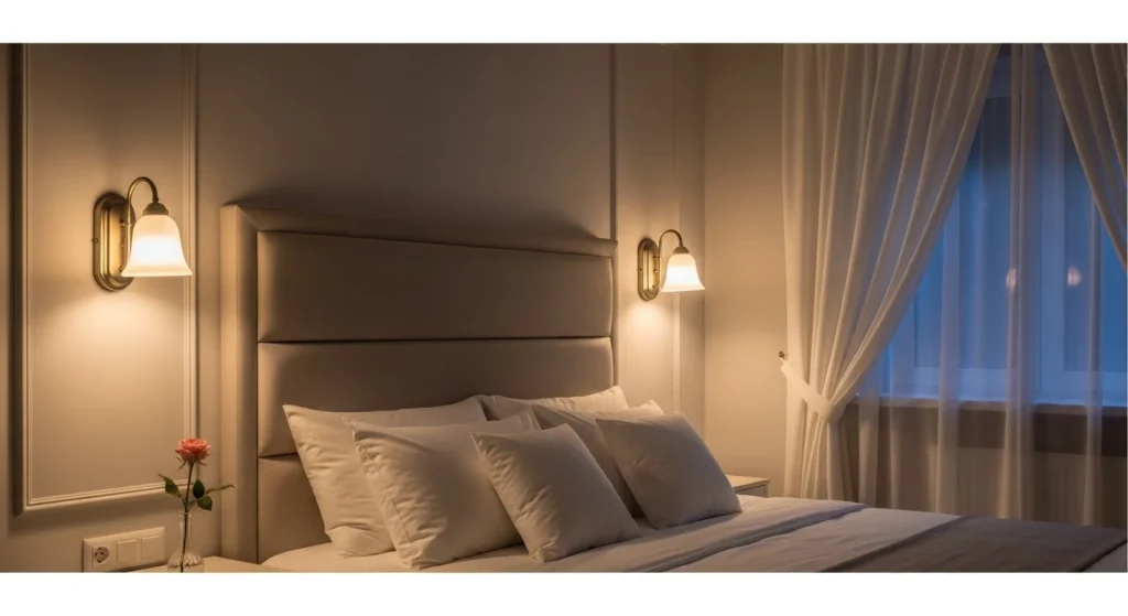 romantic bedroom wall lights soft glow elegant cozy aesthetic