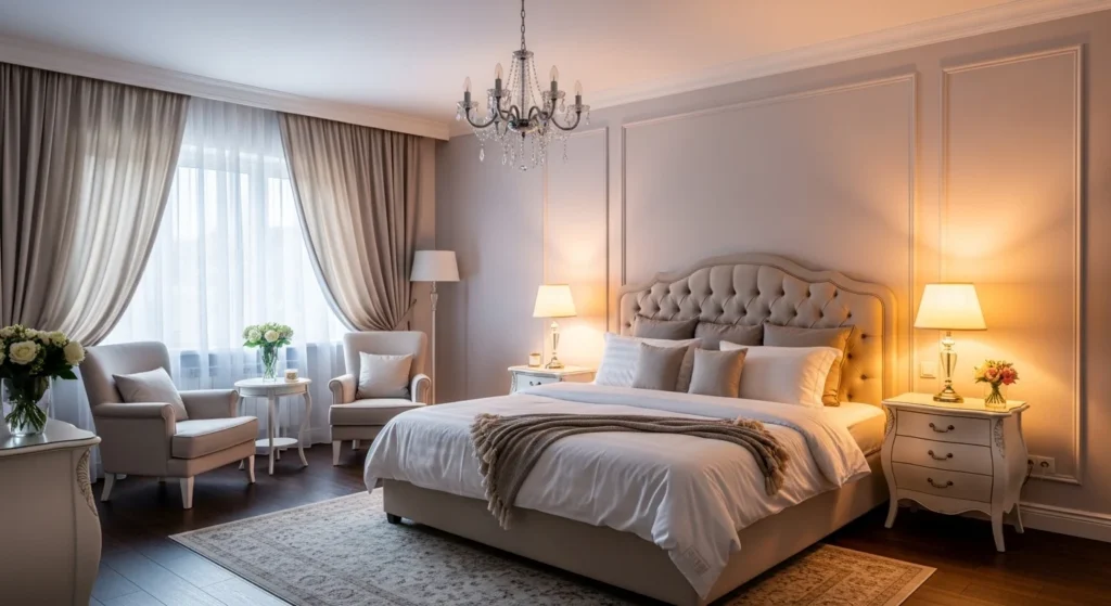 elegant romantic bedroom soft lighting luxury cozy couple room