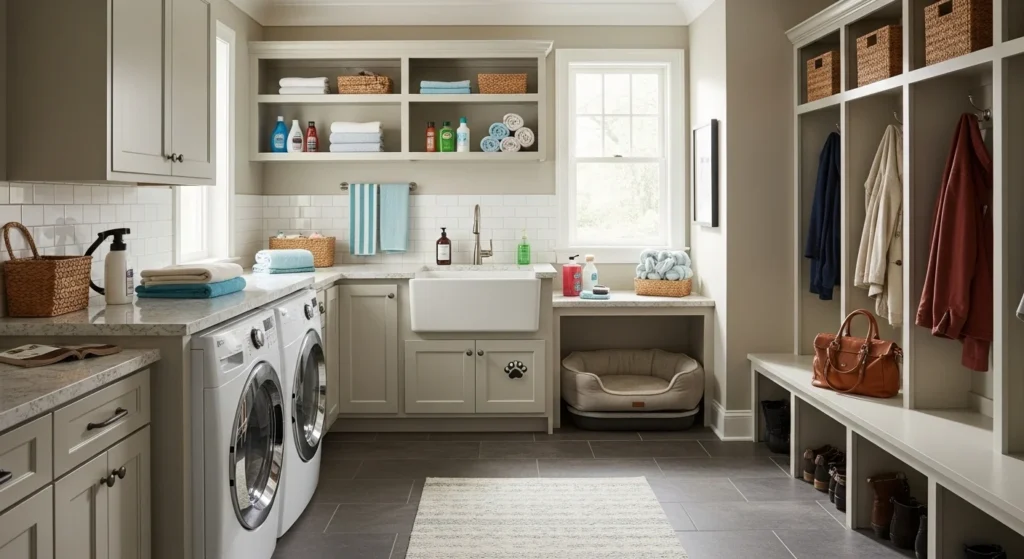 mudroom laundry combo pet station washing area organized space