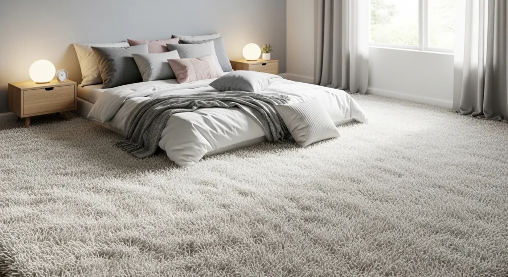plush shag rug bedroom soft fluffy texture cozy modern decor