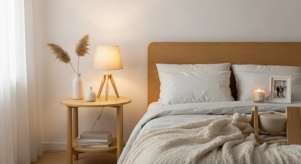 neutral romantic bedroom beige tones soft bedding cozy couple room