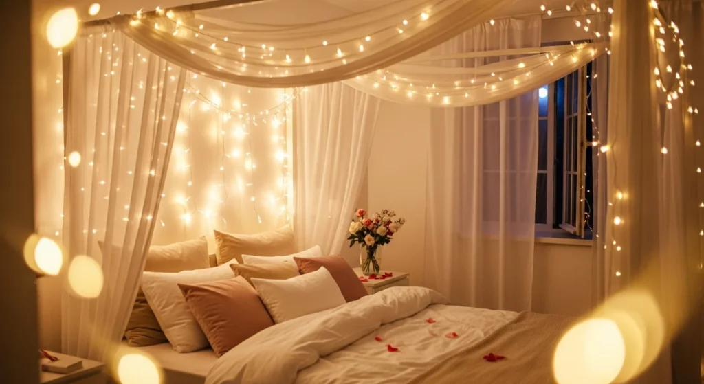 fairy lights bedroom romantic couple cozy dreamy aesthetic setup