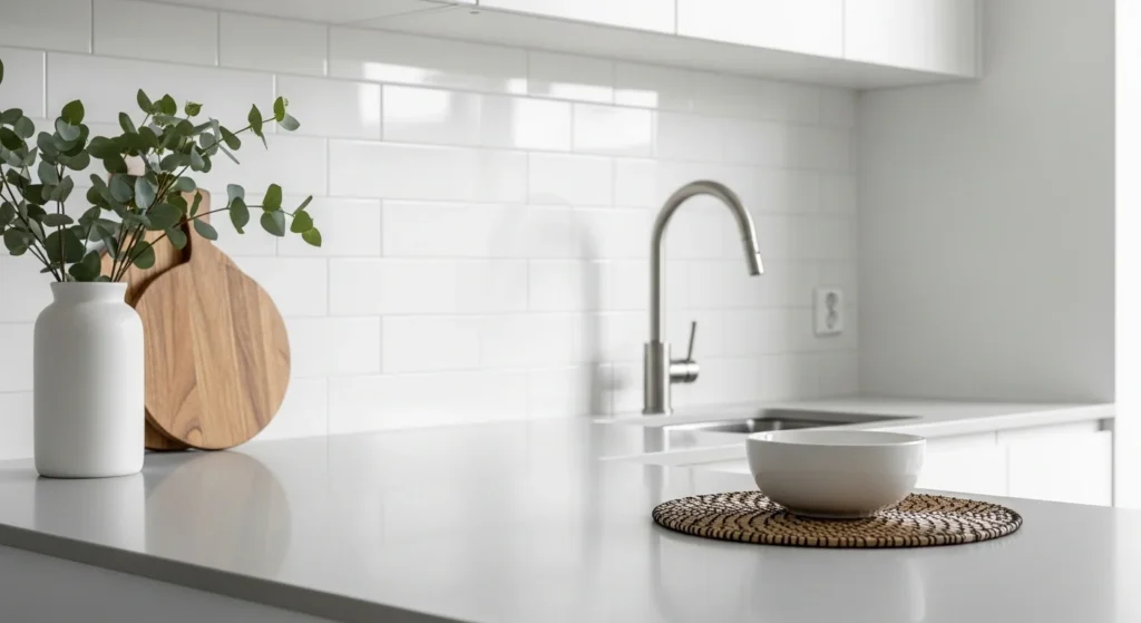 clean flat surfaces clutter free kitchen counter minimal home