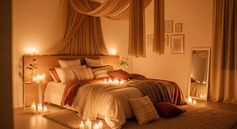 romantic bedroom aesthetic soft lighting cozy elegant intimate design 2026