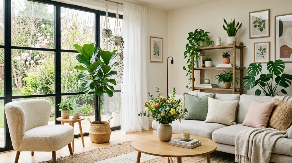spring home decor with indoor greenery fresh modern chic aesthetic