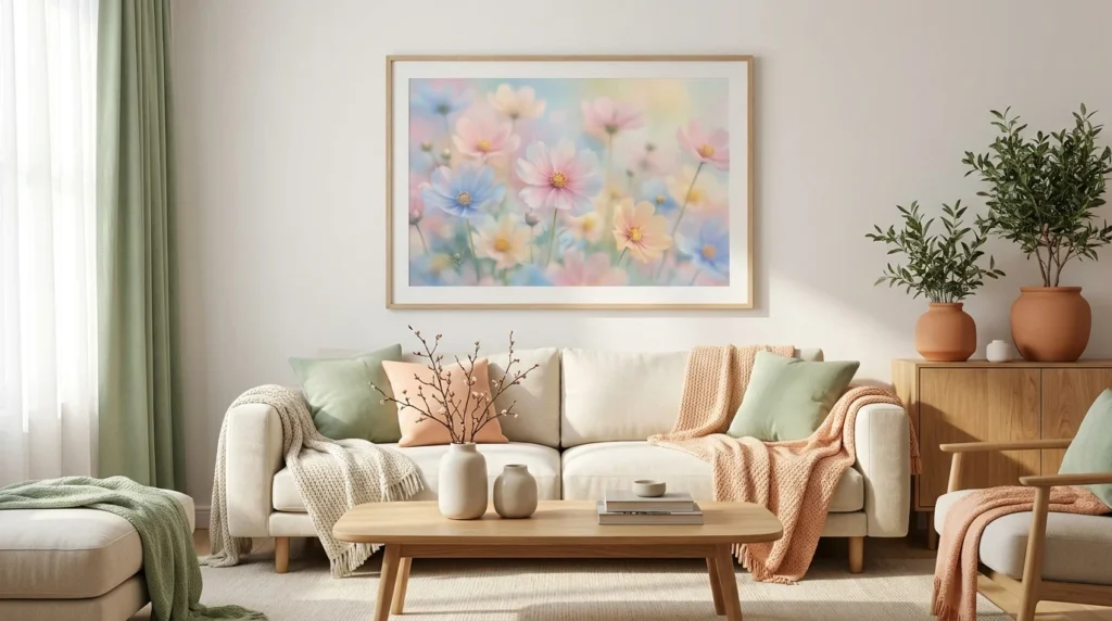soft floral wall art pastel spring aesthetic home decor