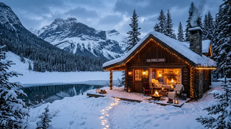 Cozy cabin trip ideas featuring mountain cabins, forest retreats, fireplaces, and scenic nature views