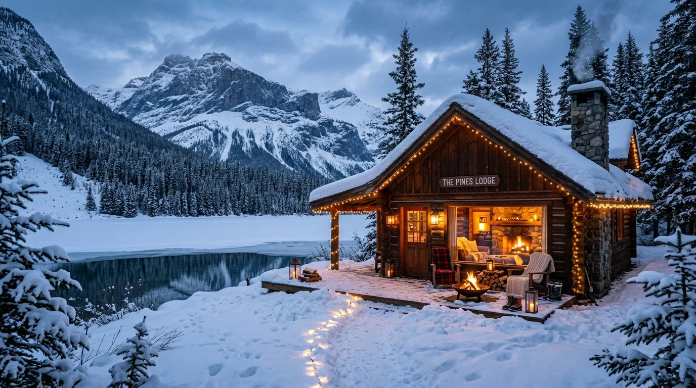 Cozy cabin trip ideas featuring mountain cabins, forest retreats, fireplaces, and scenic nature views