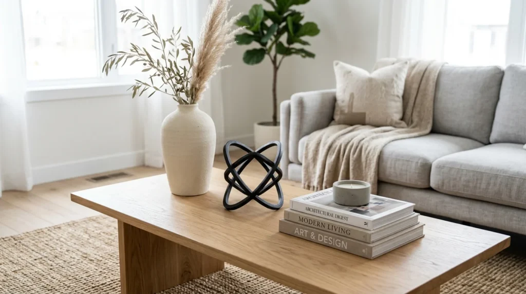 Coffee Table Styled Using the Rule of Three