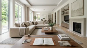 Perfectly sized sofa in a modern living room showing how to choose sofa size for living room