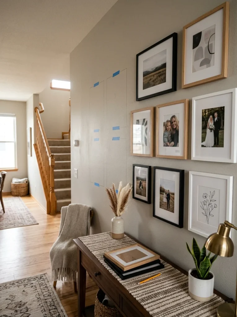 Gallery wall designed with space for future artwork.