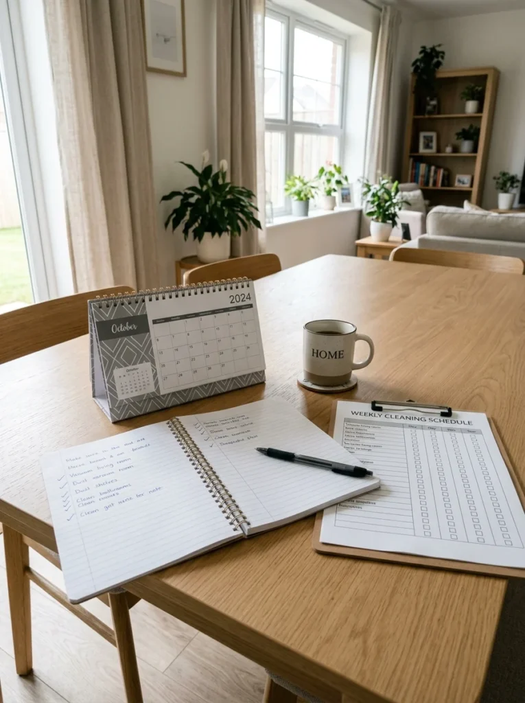 Homeowner adjusting a household cleaning schedule.