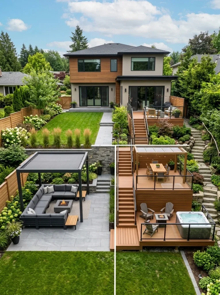 Patio and deck options for different home layouts.