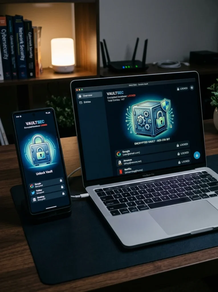 Password manager securely organizing login credentials across devices.