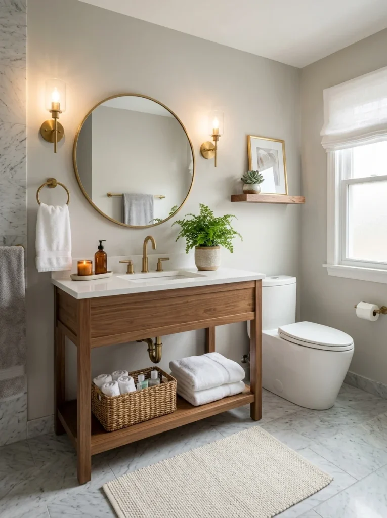 Beautiful completed guest bathroom with modern finishes and welcoming decor.