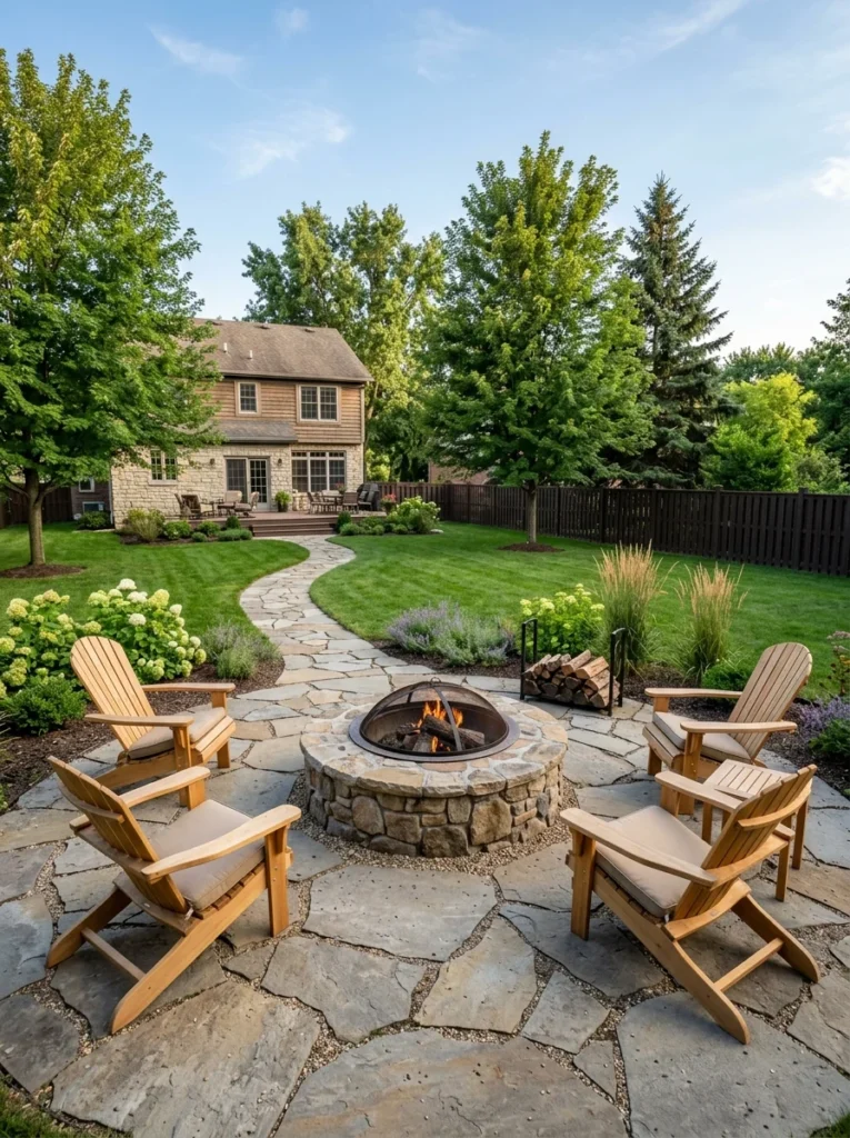 Proper fire pit placement away from house and trees