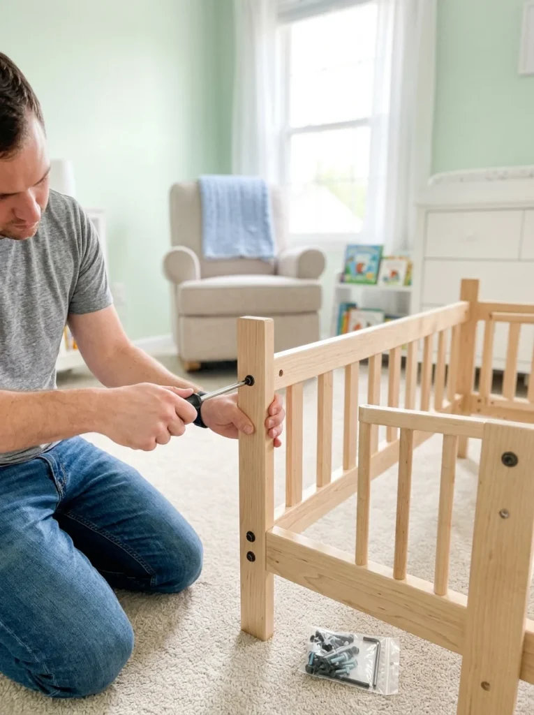 Secure crib hardware ensuring a stable and safe crib.