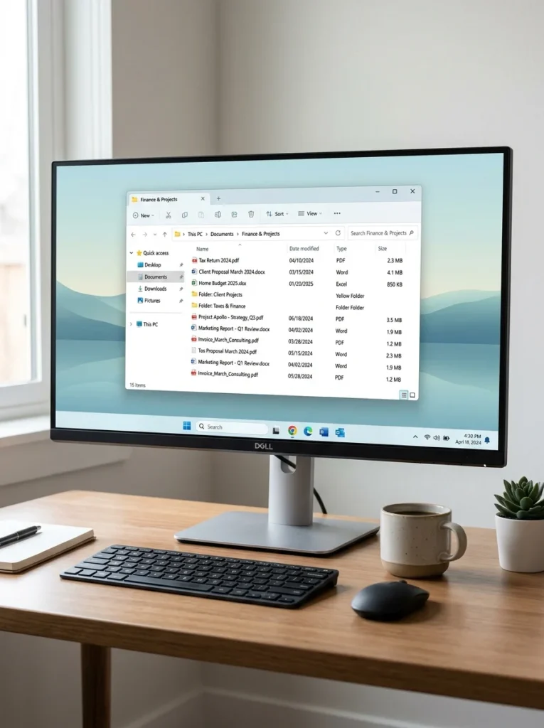 Organized computer files using clear and descriptive file names.
