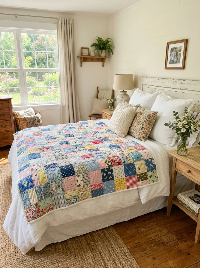 Handmade memory quilt created from meaningful family clothing and fabric.