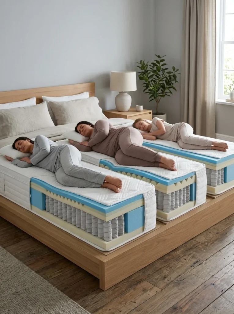 Mattress support comparison showing how body weight affects firmness choice.