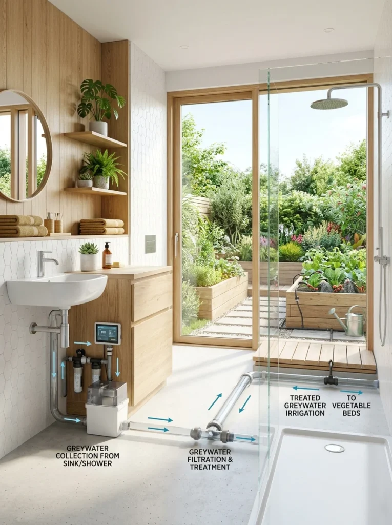 Eco-friendly greywater system designed for household water conservation.