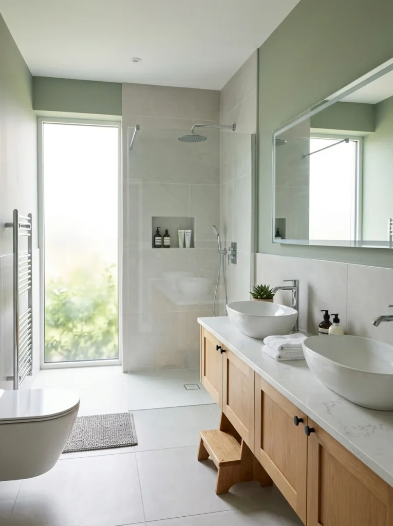 Durable bathroom finishes designed for busy family use.
