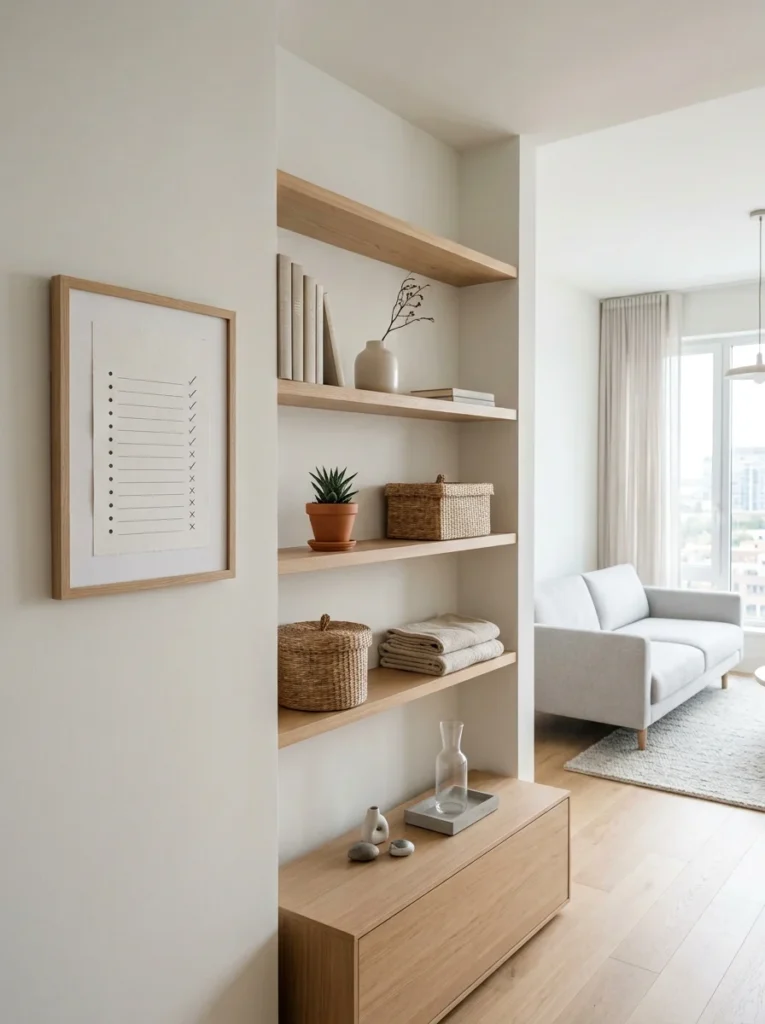 Decluttering and reassessing belongings in a small apartment