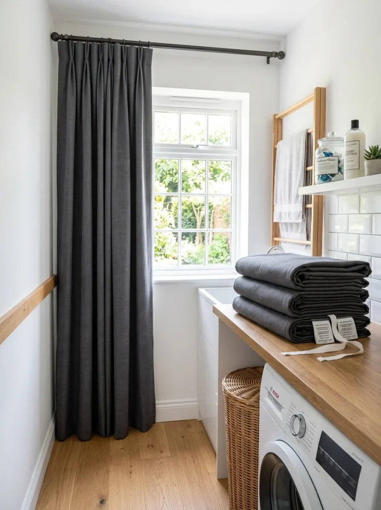 Clean blackout curtains with care instructions for proper maintenance.