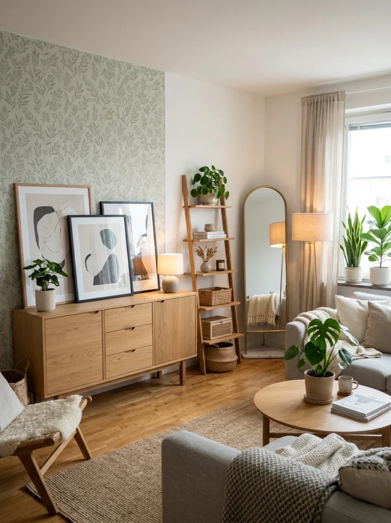 Beautiful rental apartment decorated with removable and non-permanent wall decor ideas.