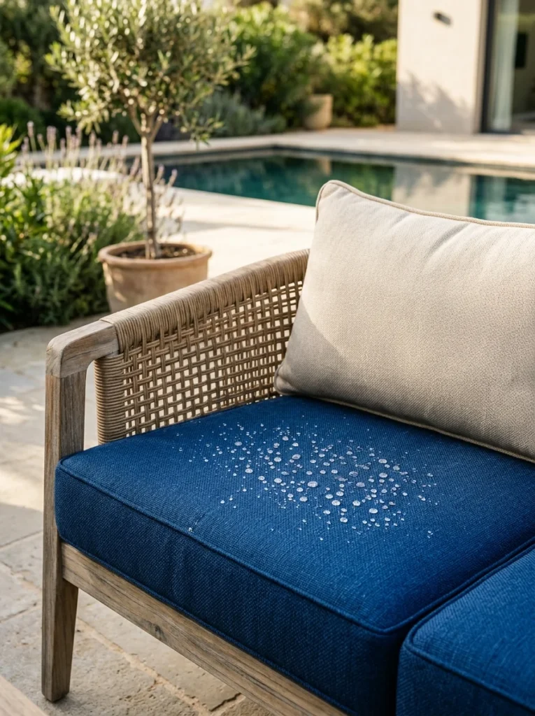 High-quality outdoor cushions with fade-resistant and quick-drying fabric.
