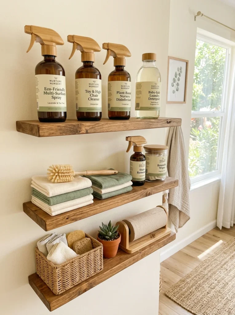 Plant-based cleaning products suitable for everyday nursery care.