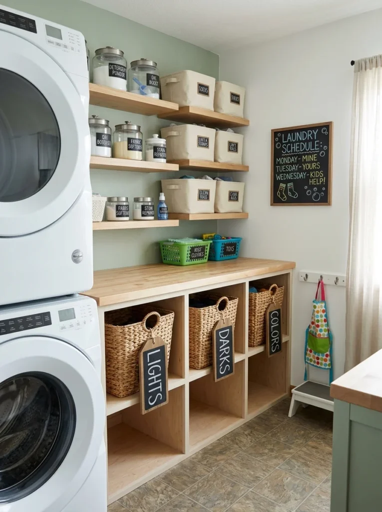 Easy-to-use laundry room storage for the whole family.