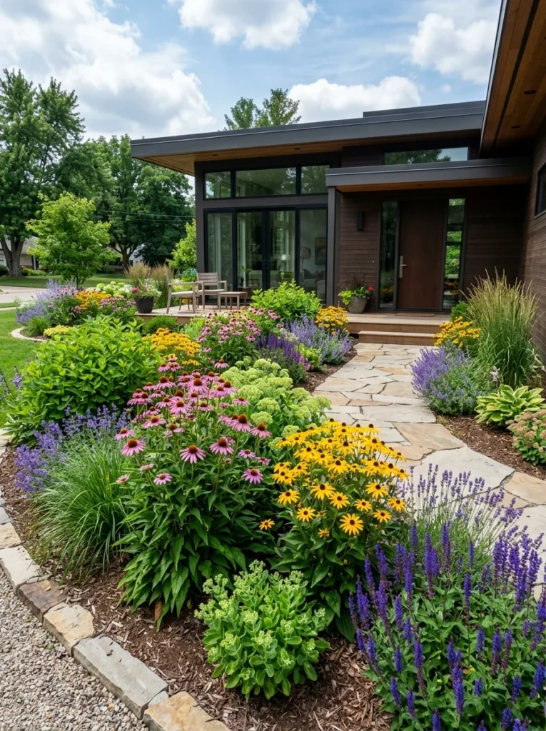Beautiful perennial flower garden that returns every year with minimal care.