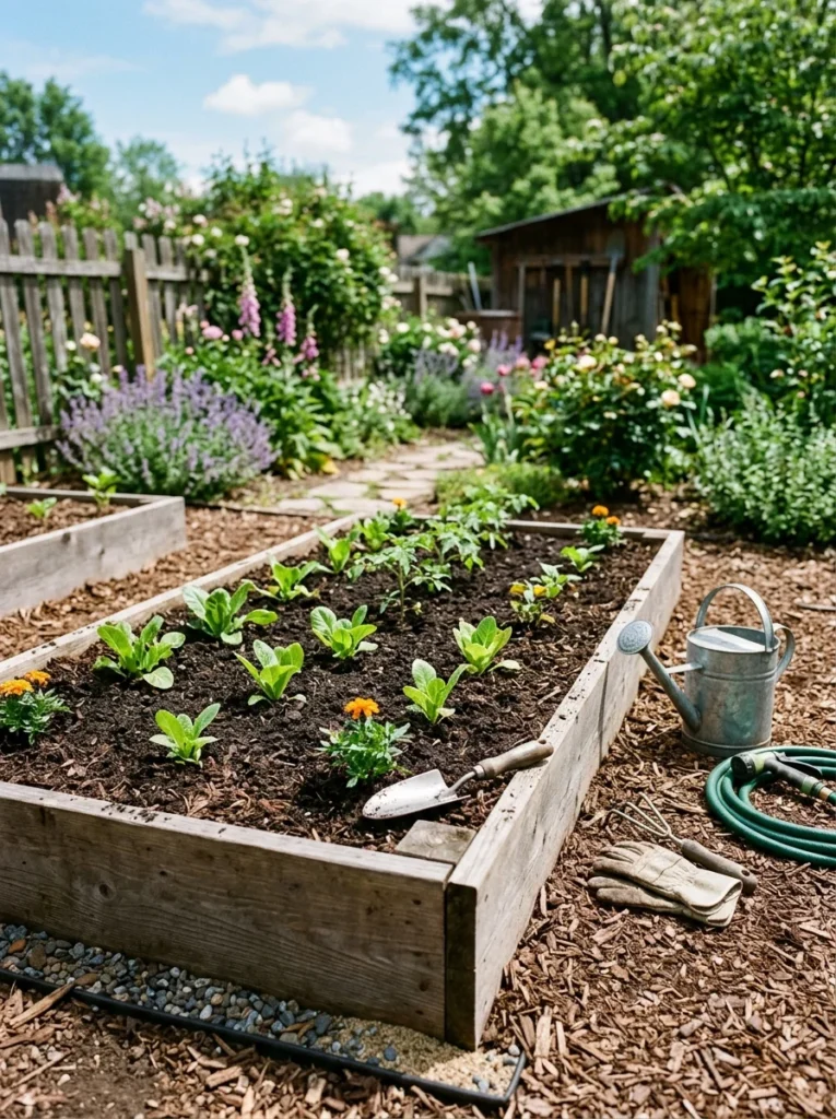 Healthy garden soil with compost and proper drainage before planting new landscaping.
