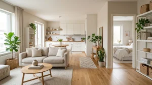 Modern organized home after a successful weekend room-by-room decluttering project.