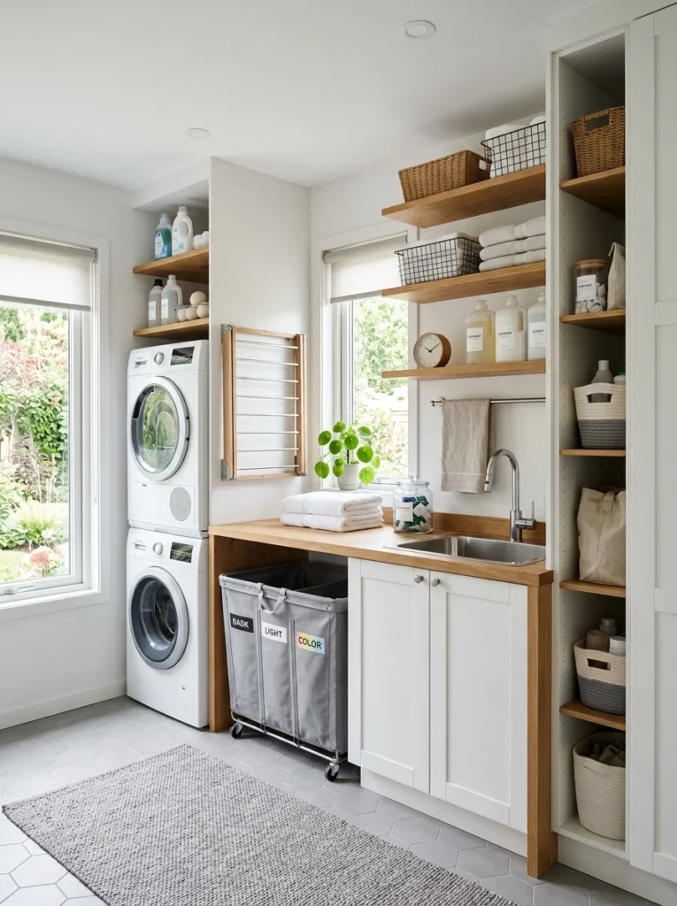 Well-designed laundry room layout that improves workflow and saves time.