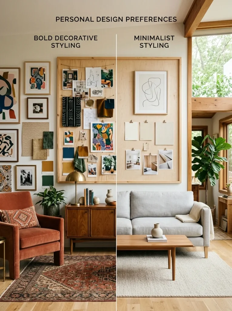 Interior styles reflecting bold and minimalist personalities.