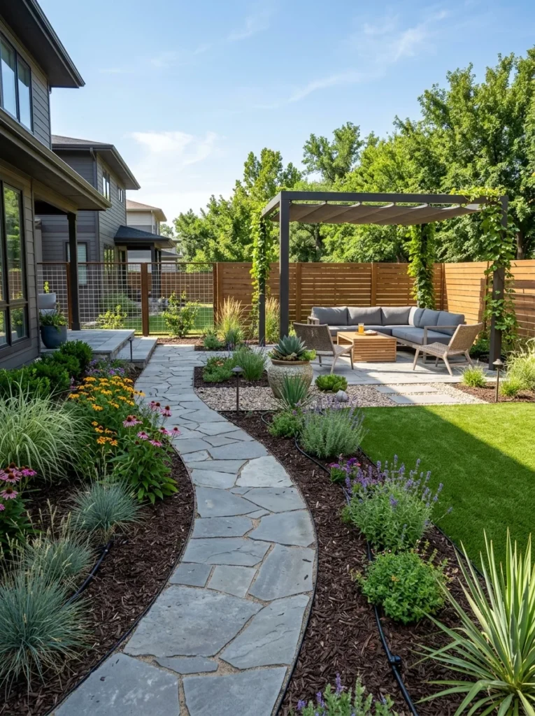 Complete low-maintenance backyard featuring smart landscaping ideas for busy homeowners.