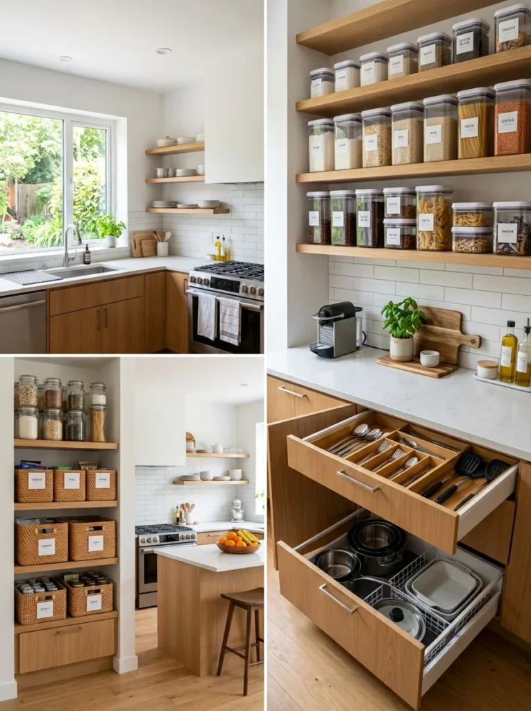Modern kitchen demonstrating practical storage solutions for everyday use.