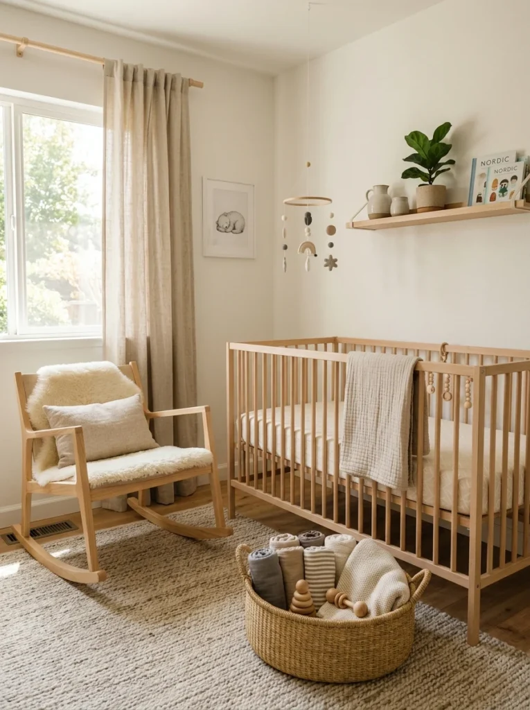 Organic cotton nursery bedding and natural fiber baby textiles.