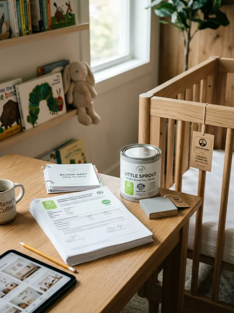 Independent certification documents for non-toxic nursery furniture and pain
