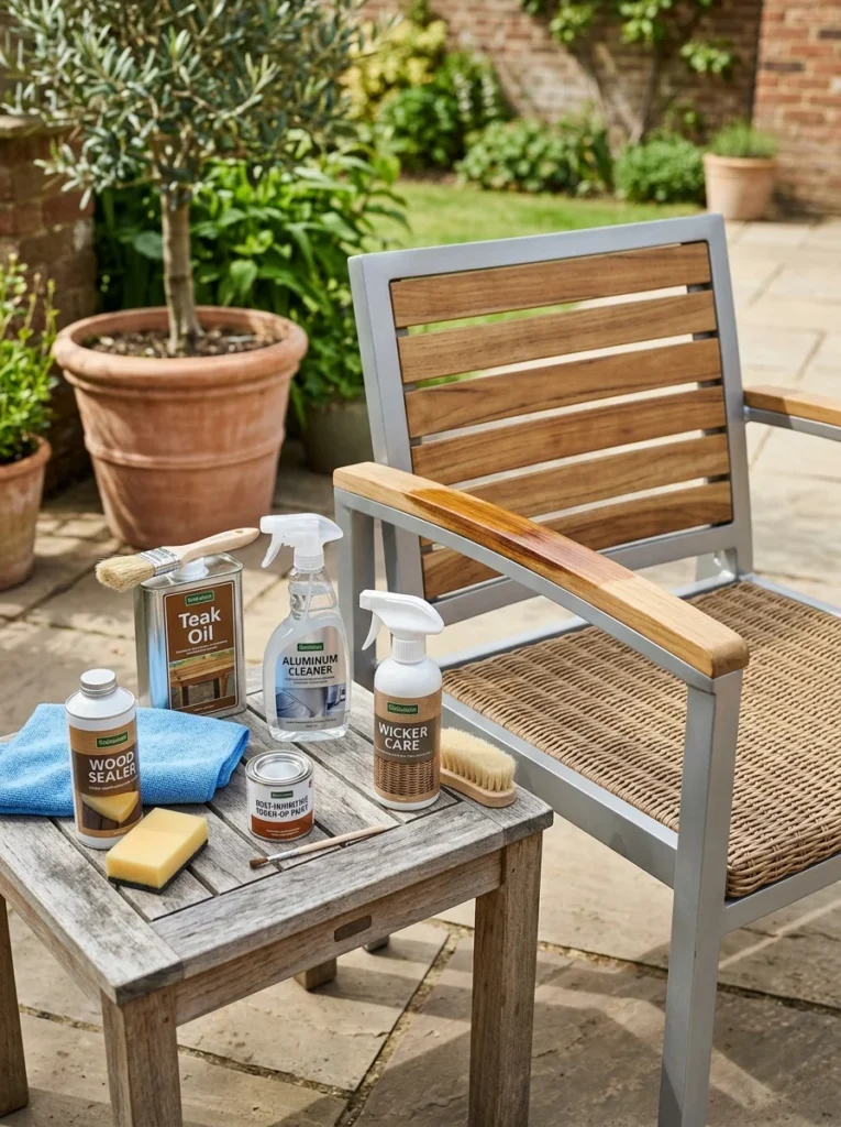 Essential maintenance for different outdoor furniture materials.