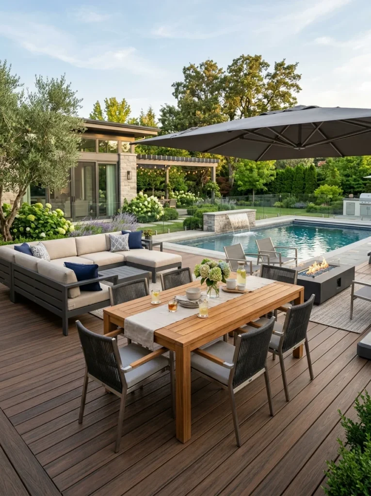 Modern weather-resistant patio furniture designed for low maintenance.