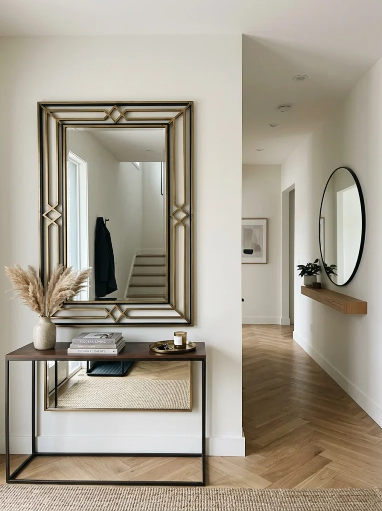 Statement mirror versus subtle minimalist mirror placement.