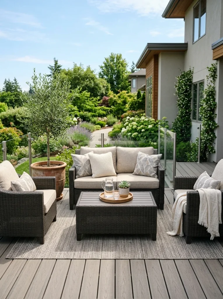 Affordable synthetic resin patio furniture with modern design.